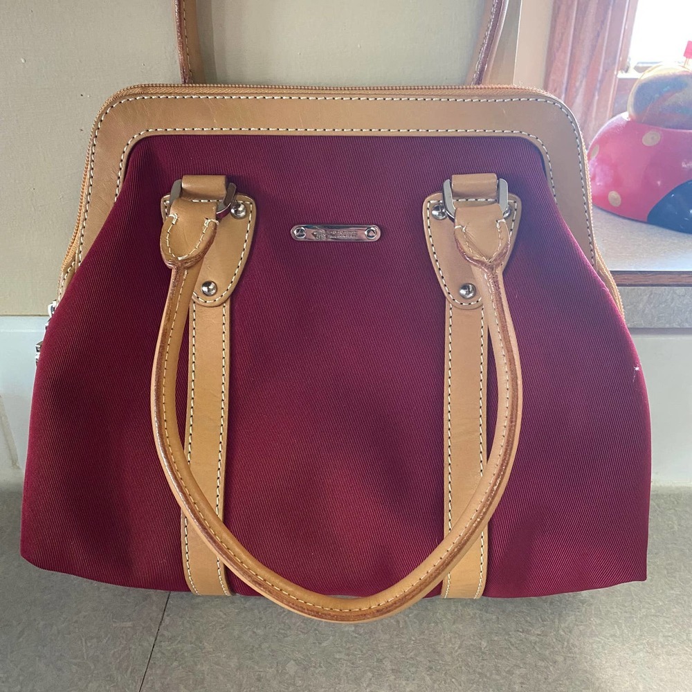 Santa Barbara Polo & Raquet Club Red Leather Coastal Minimalist Preppy Handbag